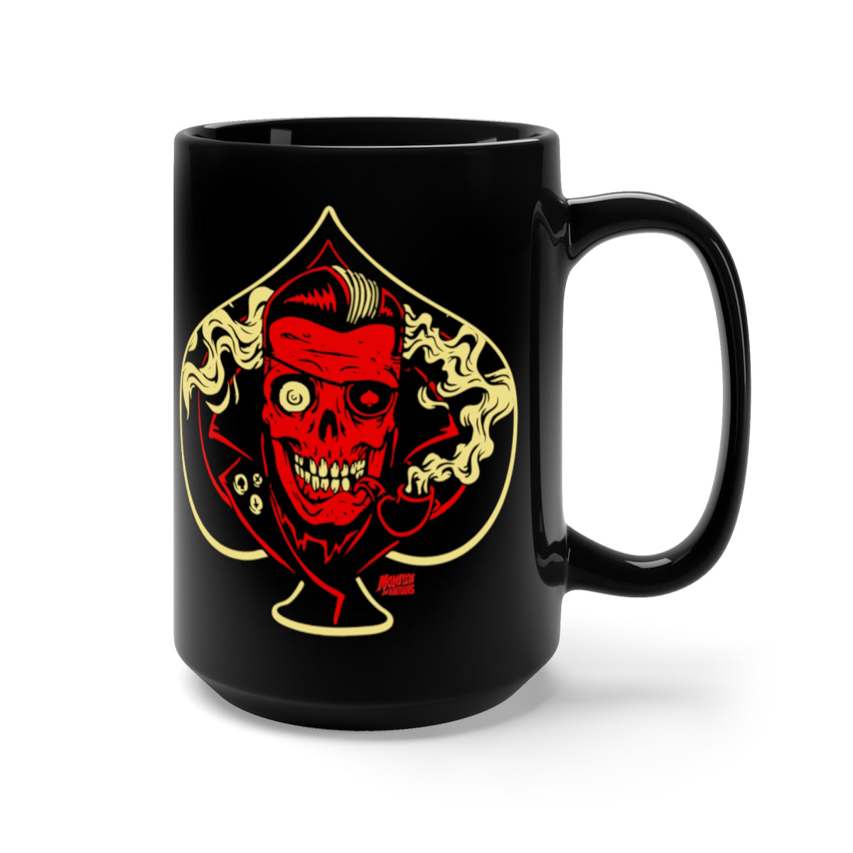 Ace of Spades Rockabilly Skull Coffee Mug, Black, 15oz