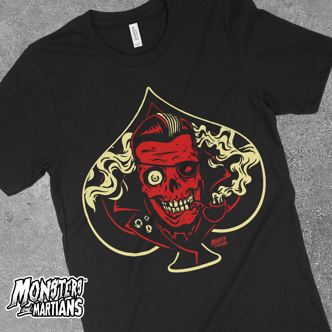 Ace of Spades Psychobilly Skull Black Tee