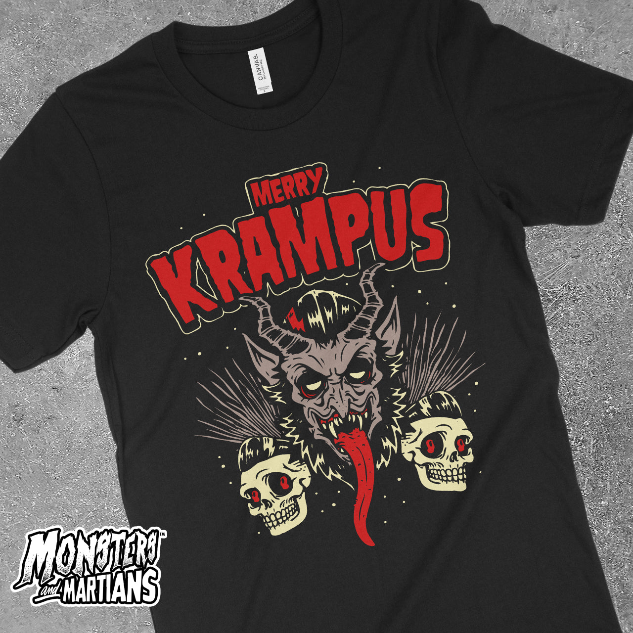 Merry Krampus Christmas Krampusnacht Psychobilly Horror Black Tee