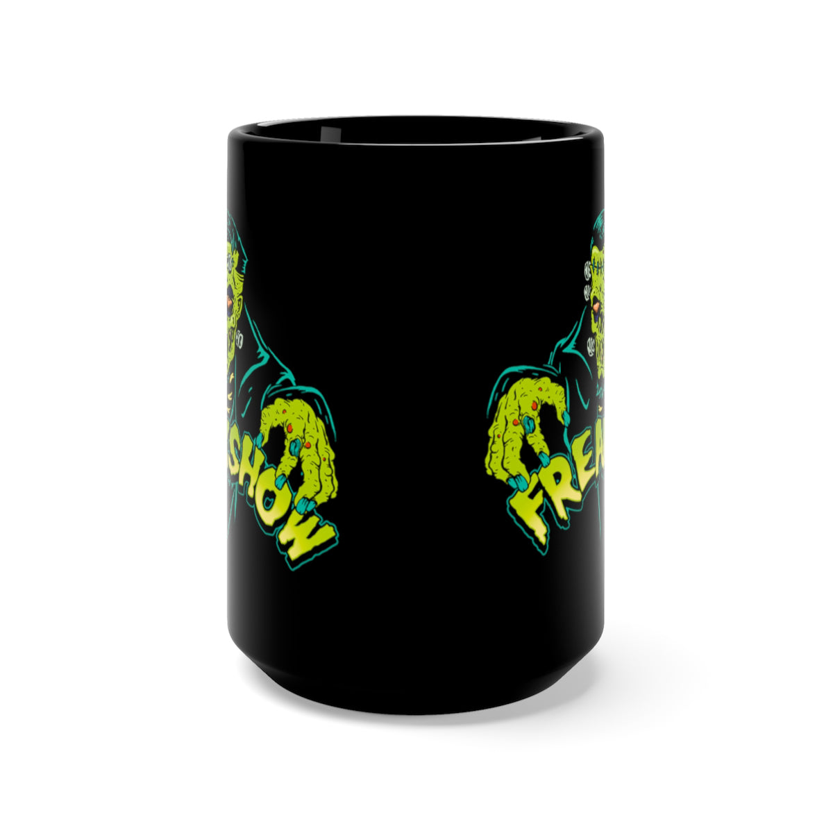 Freakshow Zombie Frankenstein Gravedigger Horror Coffee Mug, Black, 15oz