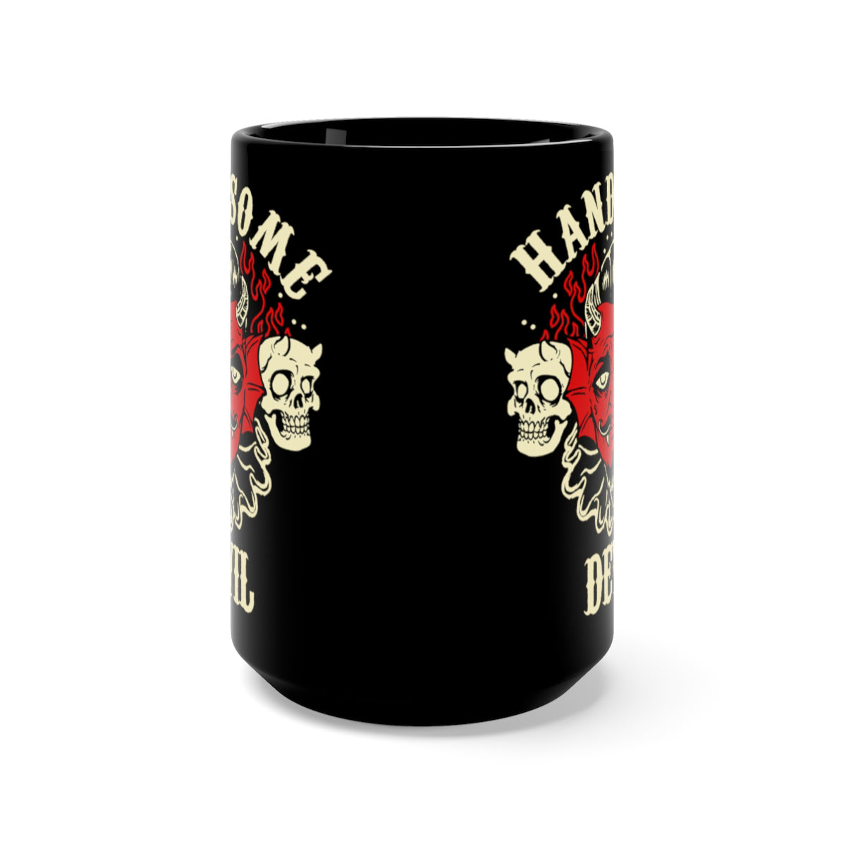 Handsome Devil Rockabilly Pompadour Devil Horror Coffee Mug, Black, 15oz
