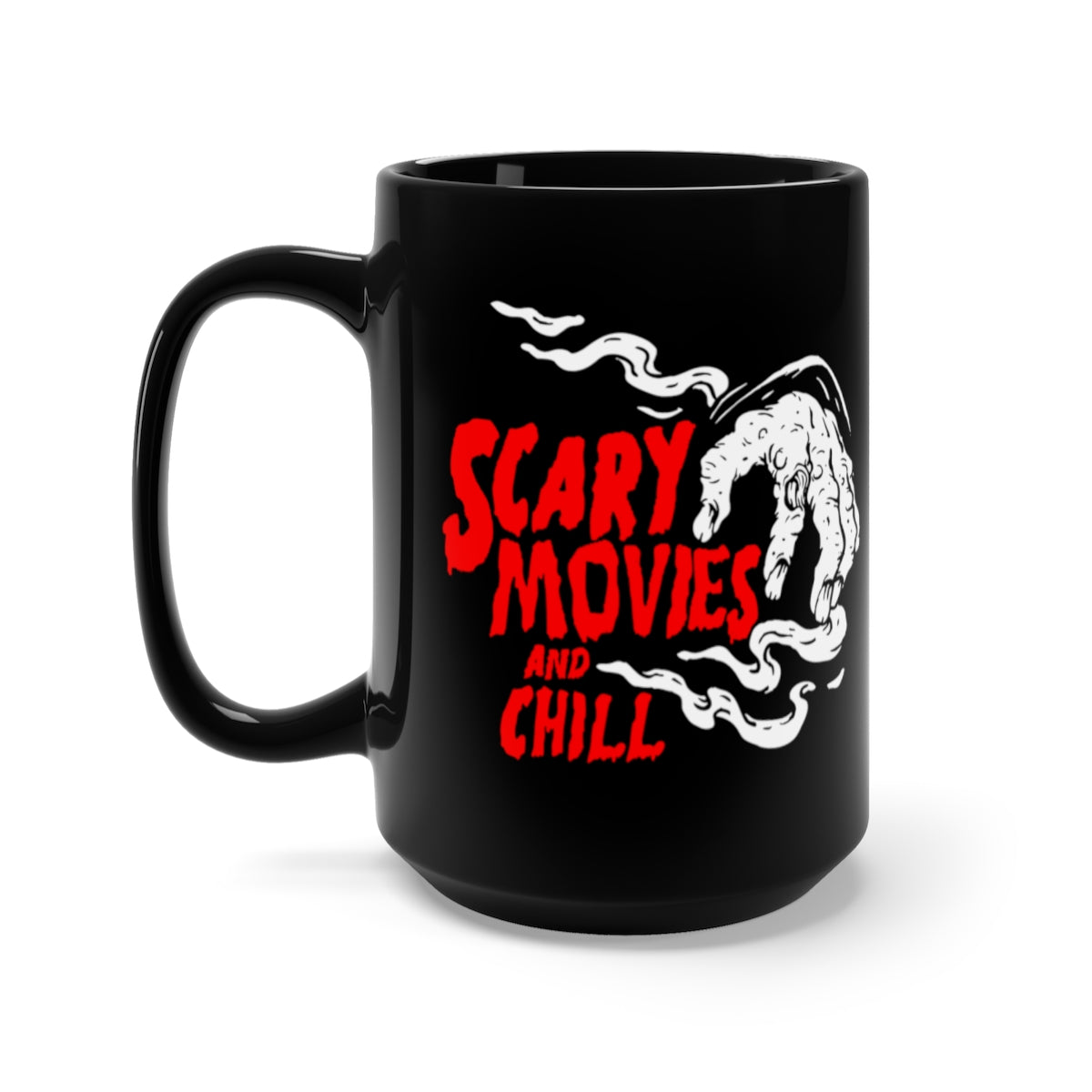 Scary Movies and Chill Classic Horror Movie Fan Coffee Mug, Black, 15oz