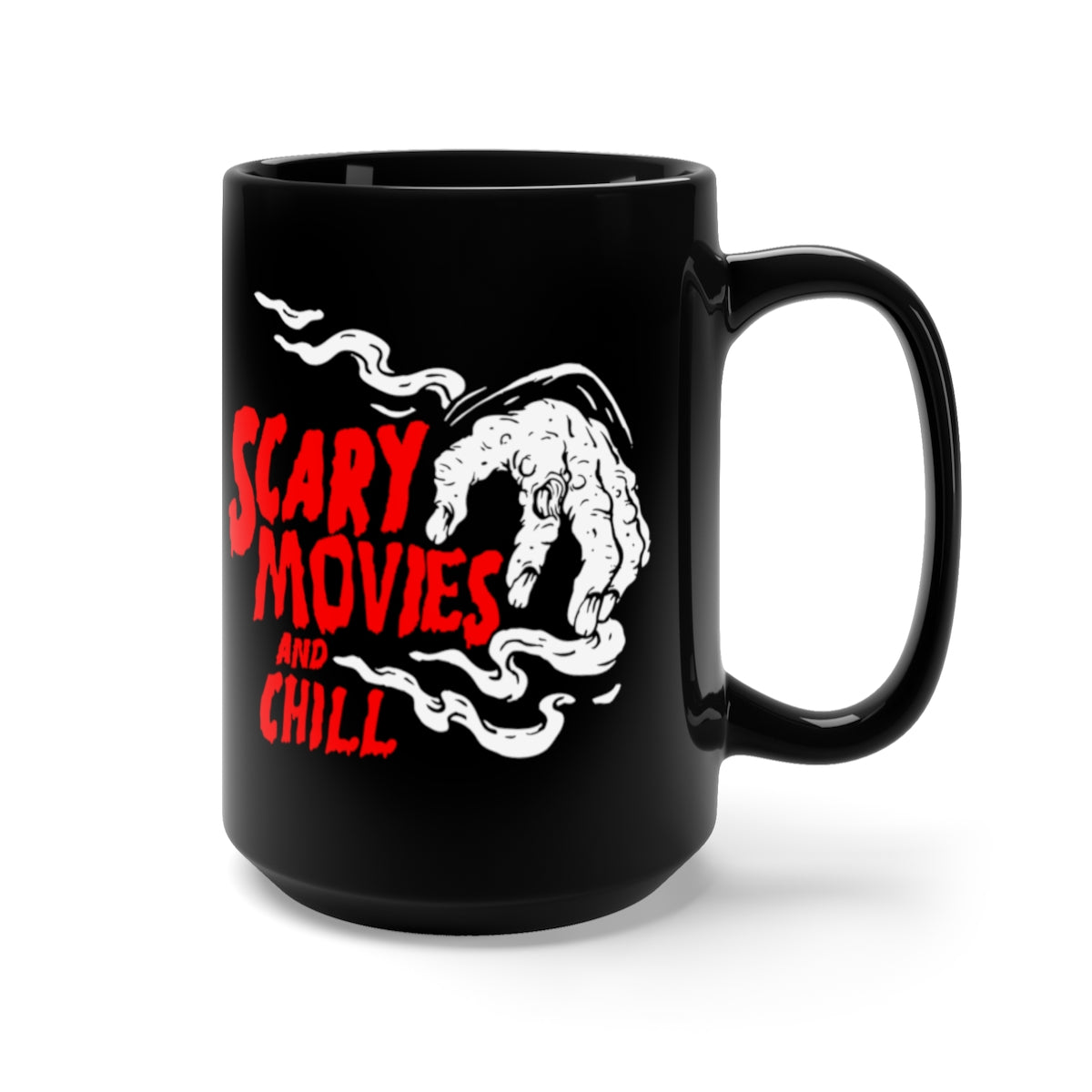Scary Movies and Chill Classic Horror Movie Fan Coffee Mug, Black, 15oz