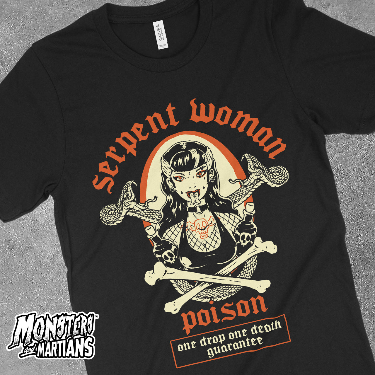 Serpent Woman Voodoo Black Magic Poison Horror Black Tee