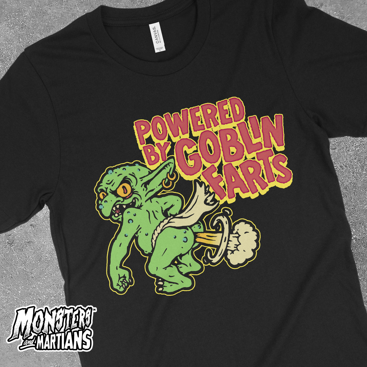 Powered by Goblin Farts Goblincore RPG Gamer Horror Black Tee
