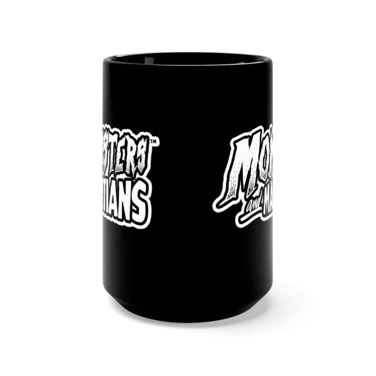 Monsters and Martians Official Logo Horror Coffee Mug, Black, 15oz