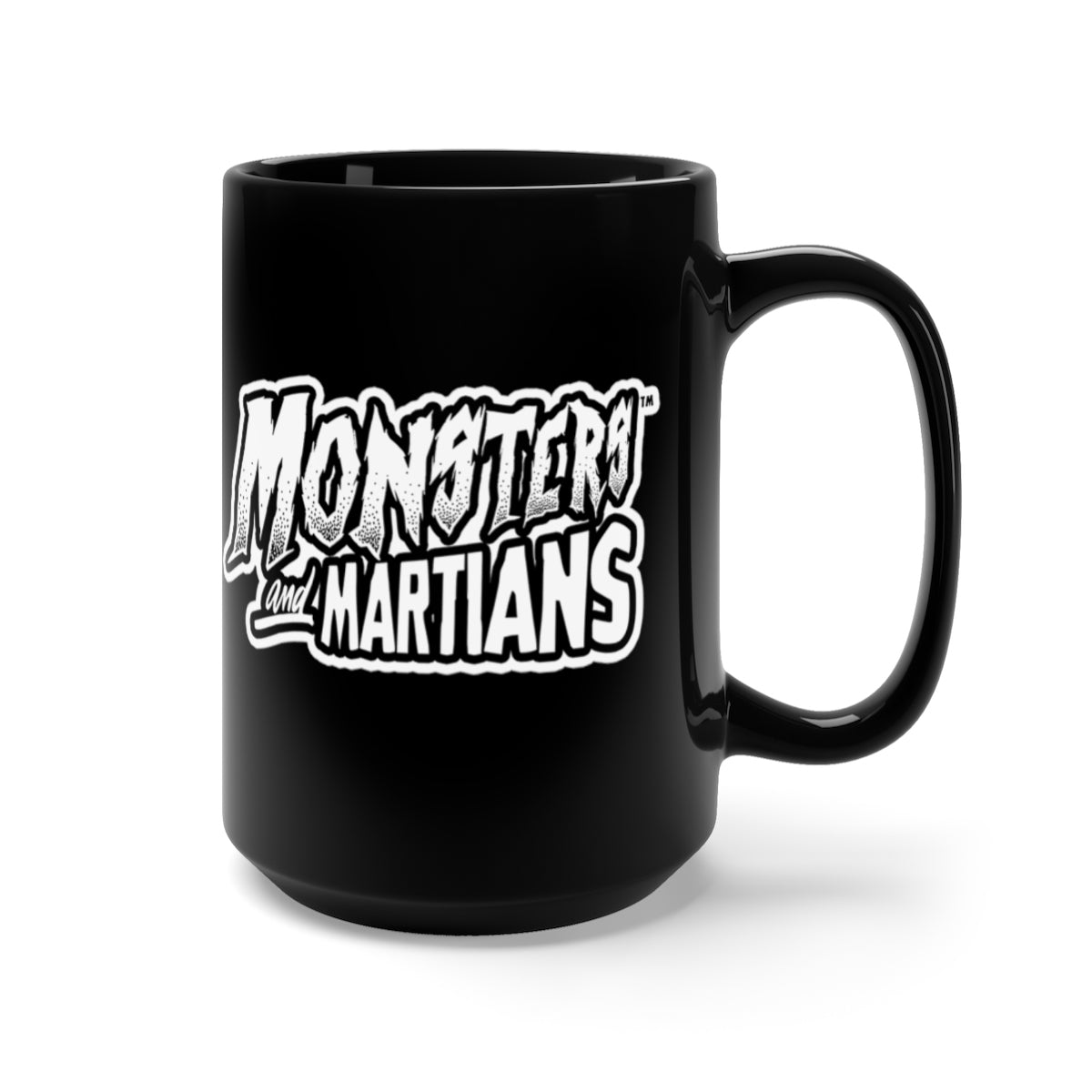 Monsters and Martians Official Logo Horror Coffee Mug, Black, 15oz