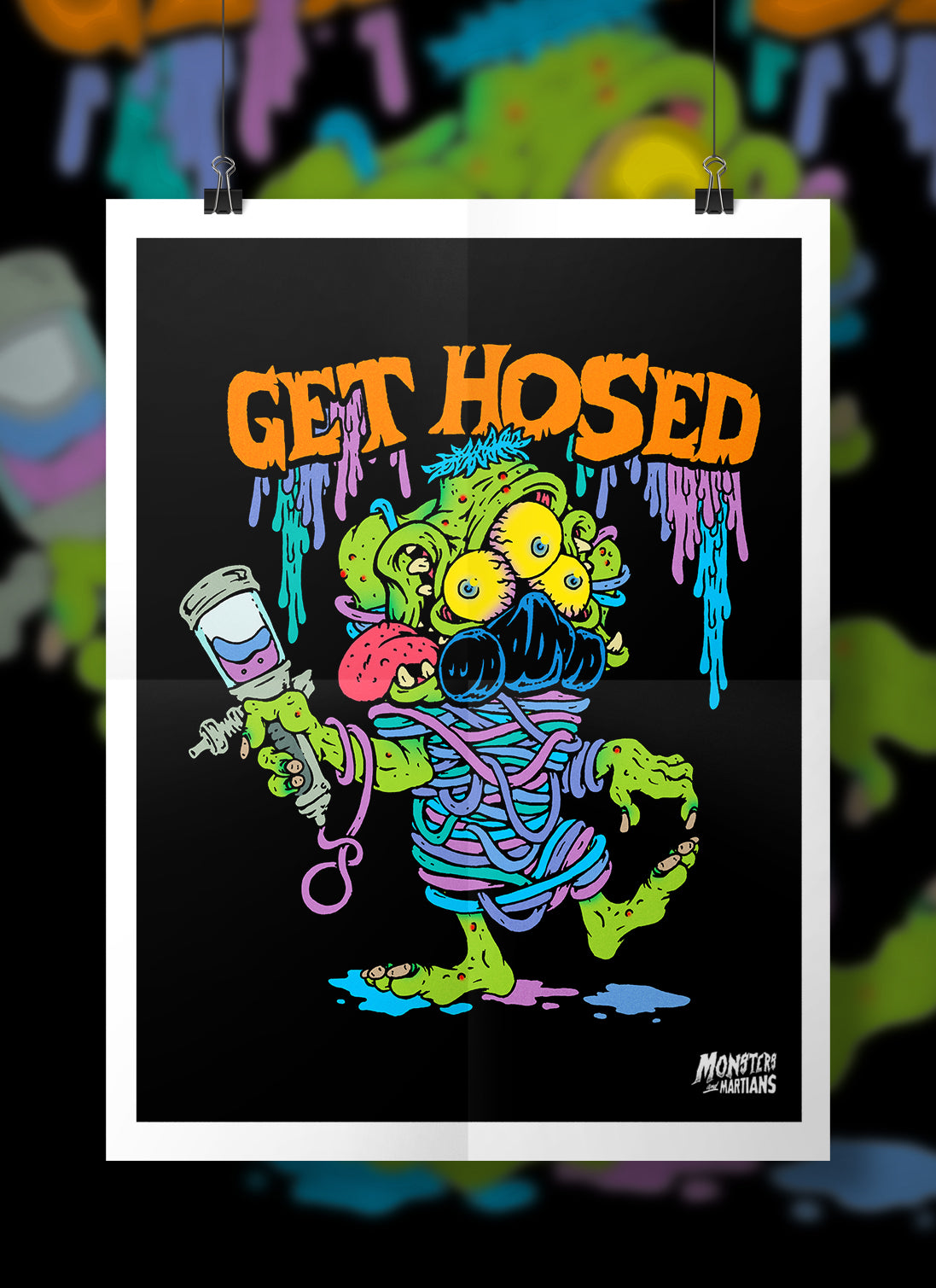 Get Hosed Fink Monster Body Shop Air Brush Horror Poster