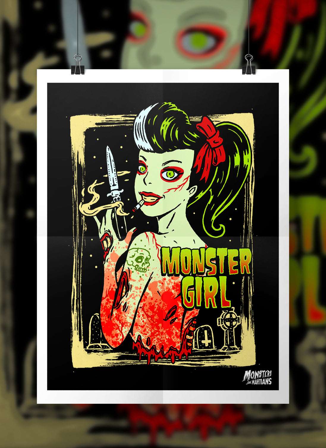Monster Girl Goth Pinup Horror Poster