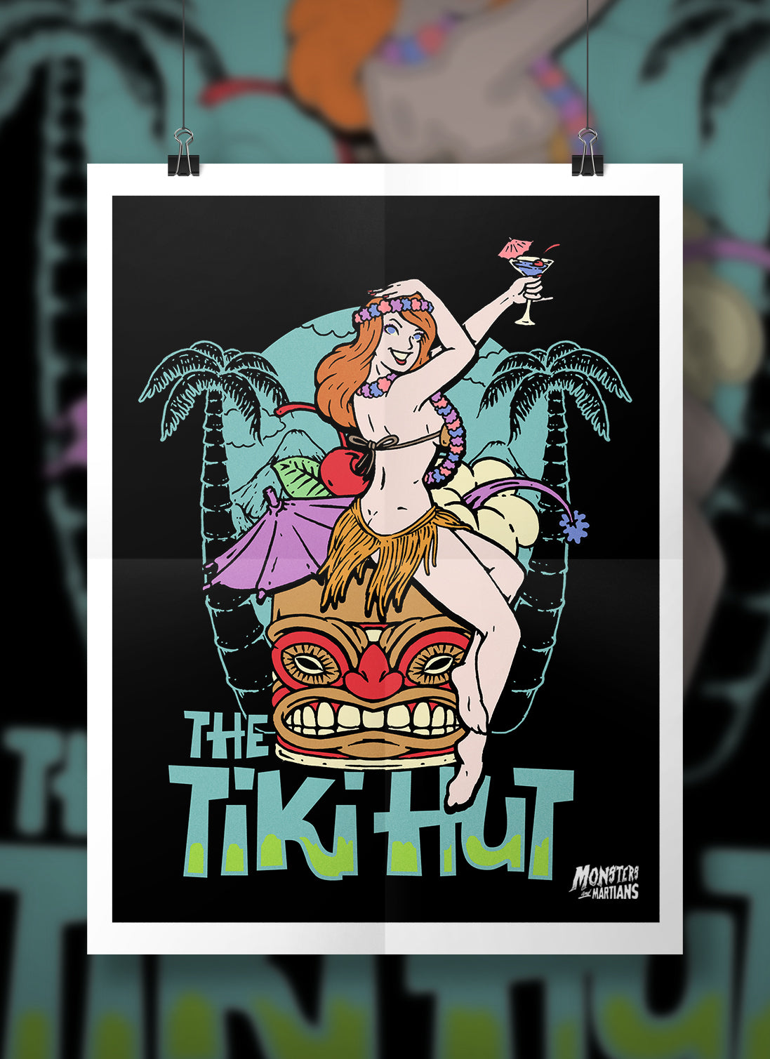 Tiki Hut - Hulu Pinup Girl Horror Poster