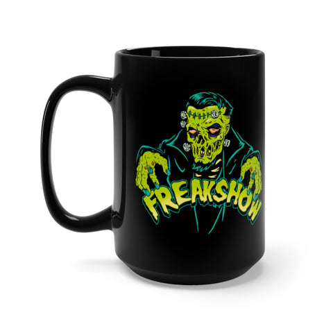 Freakshow Zombie Frankenstein Gravedigger Horror Coffee Mug, Black, 15oz