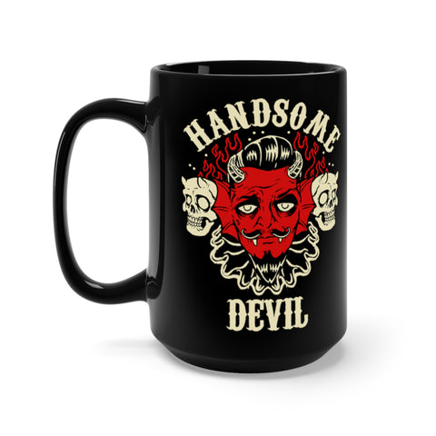 Handsome Devil Rockabilly Pompadour Devil Horror Coffee Mug, Black, 15oz