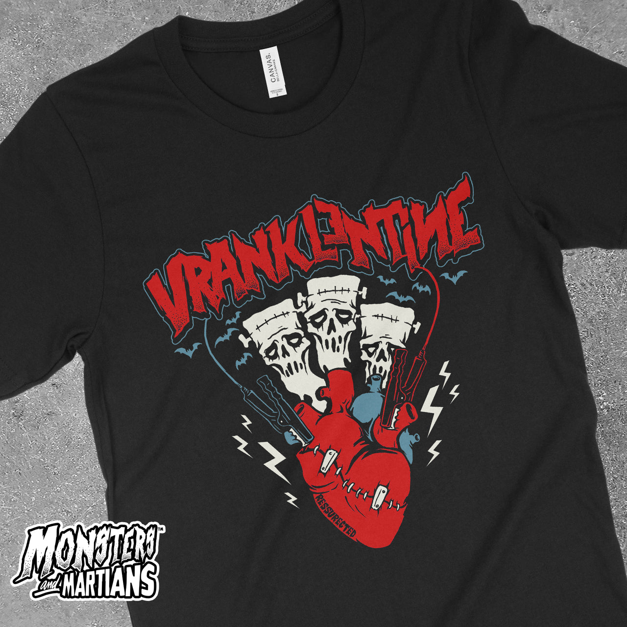 Frankenstein Valentine "Vranklentine" Horror Black Tee