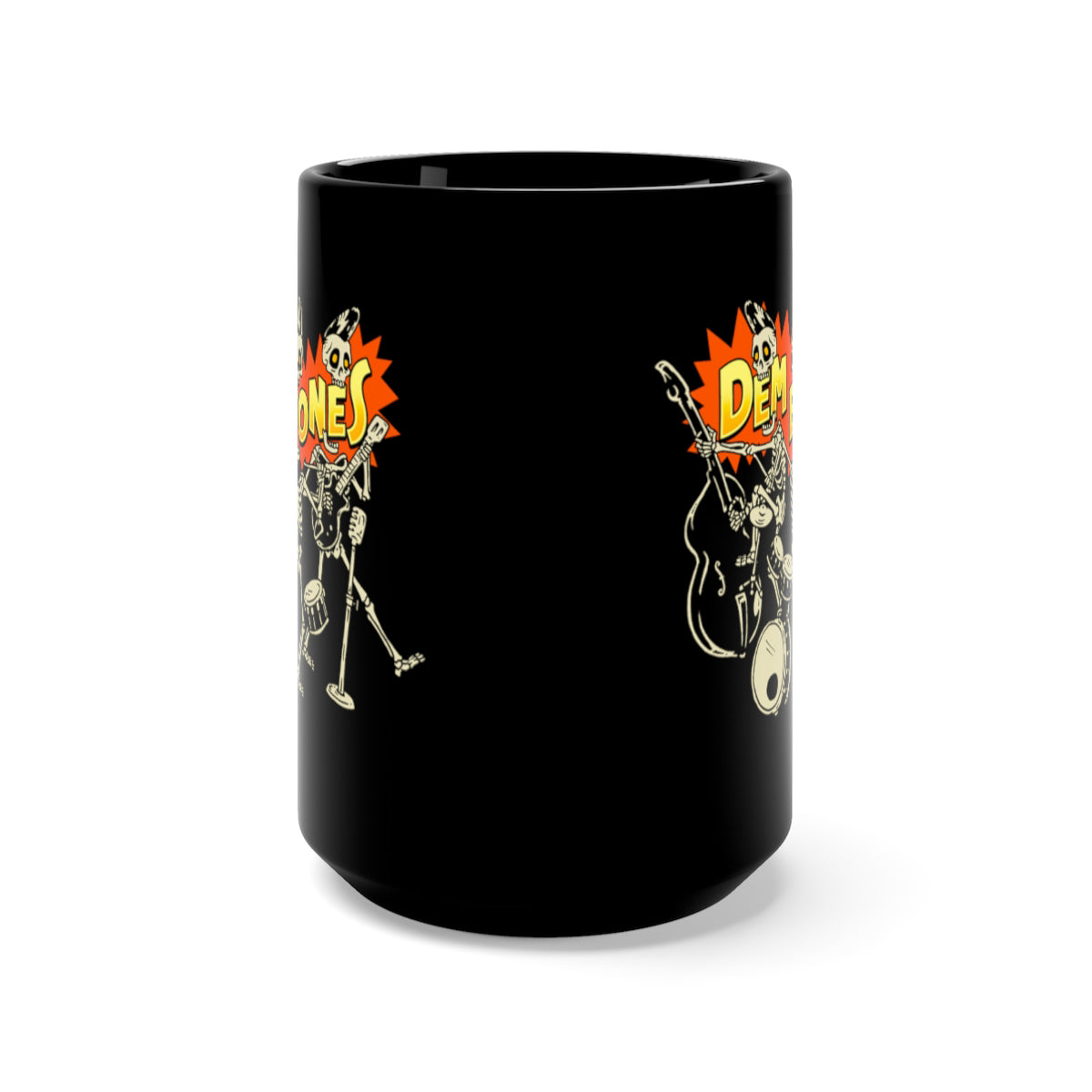 Dem Bones Skeletons Dancing Horror Coffee Mug, Black, 15oz