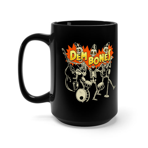 Dem Bones Skeletons Dancing Horror Coffee Mug, Black, 15oz