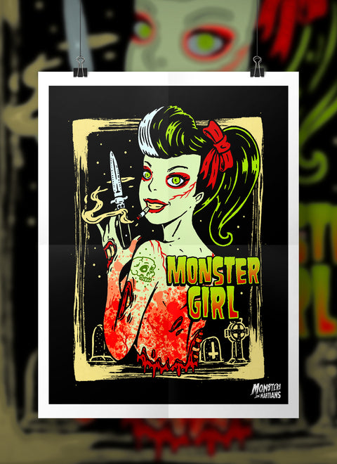 Monster Girl Goth Pinup Horror Poster