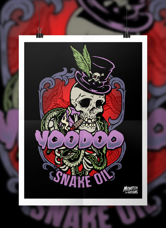 Voodoo Snake Oil - Baron Samedi Witch Doctor Horror Poster